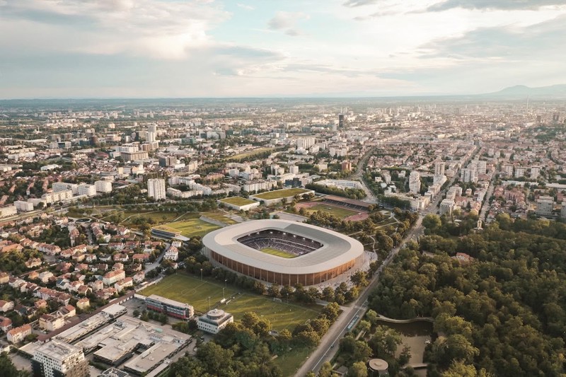 Panoramski render 3LHD-ova natječajnog prijedloga za novi stadion Maksimir u Zagrebu